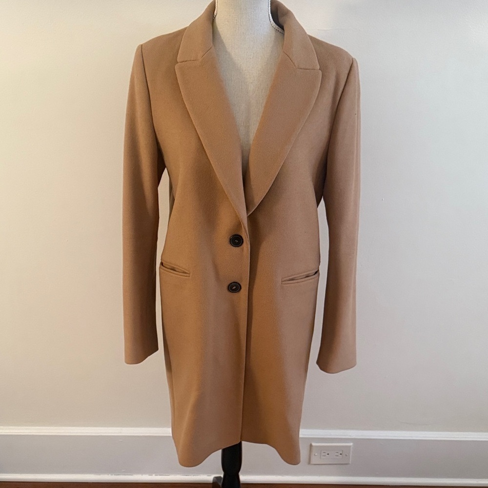 Zara Woman Camel Tan Menswear Inspired Blazer Coat Large